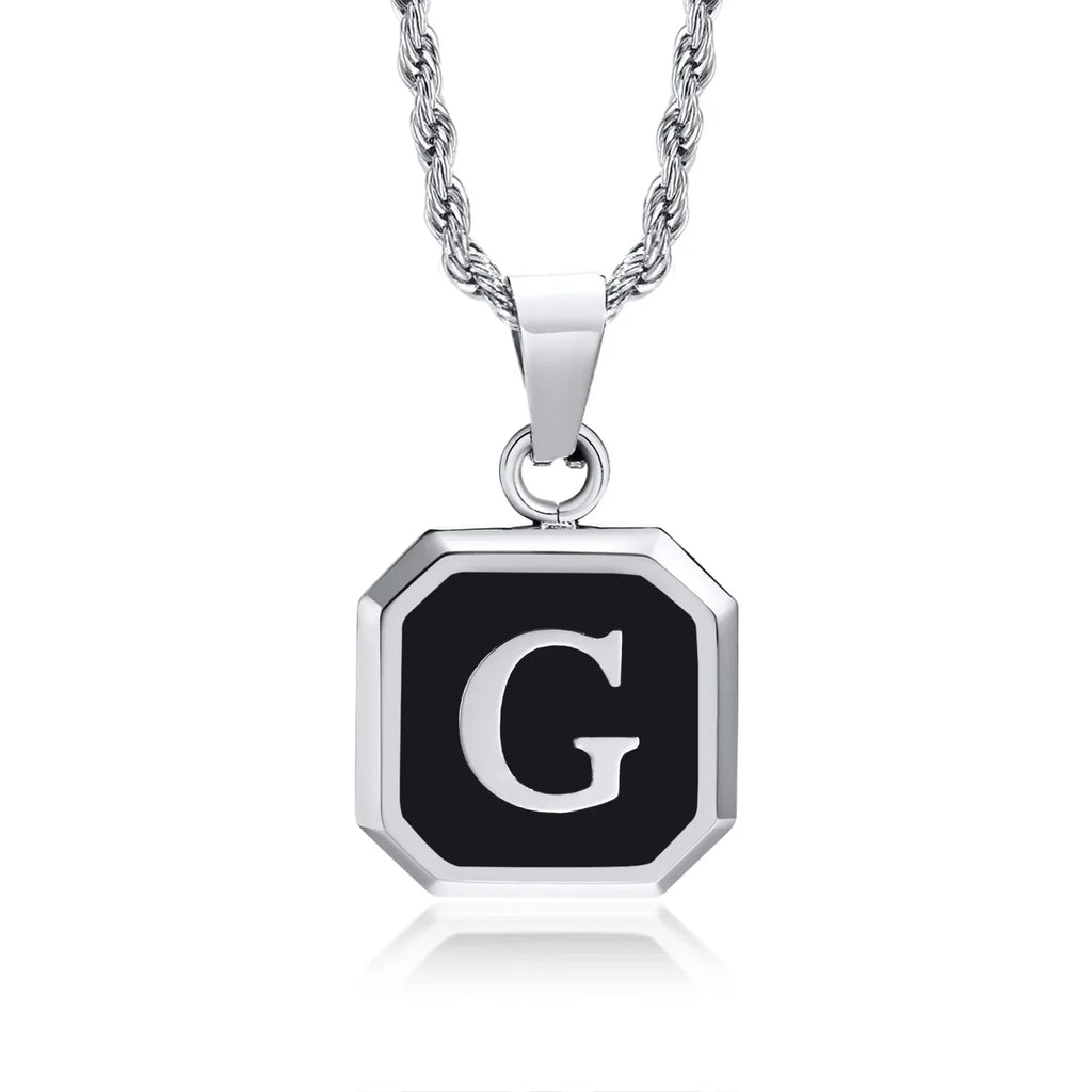 Men's necklace with hexagonal initial pendant g