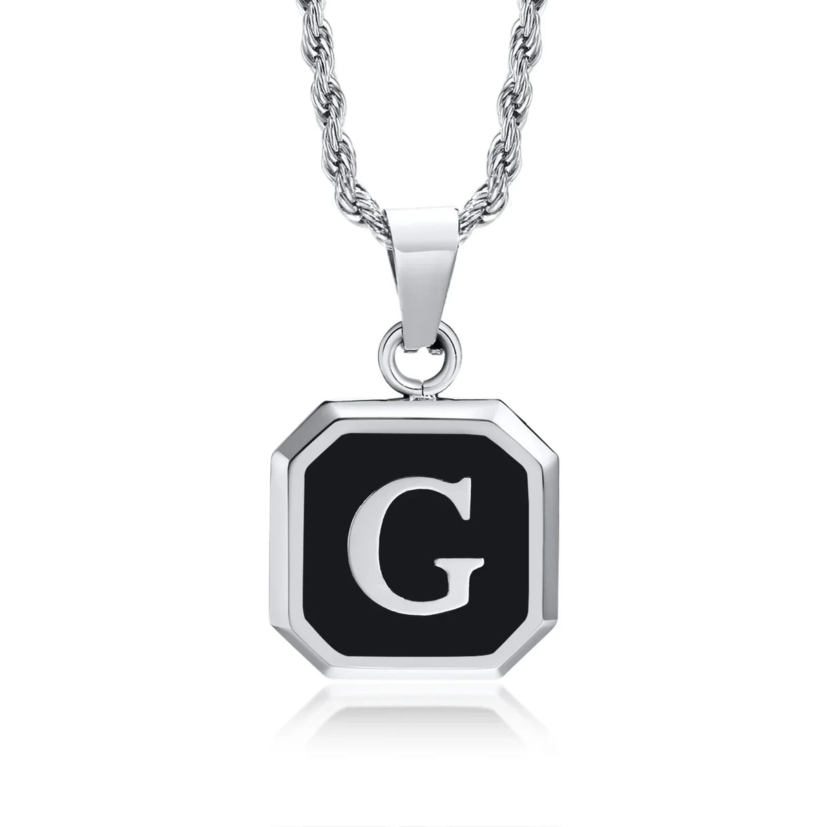 Men's necklace with hexagonal initial pendant g