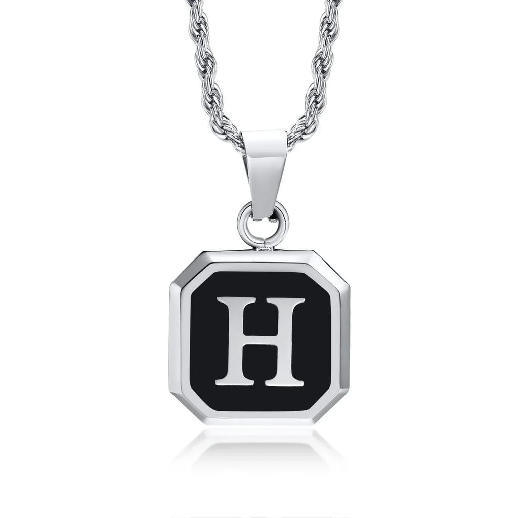 Men's necklace with hexagonal initial pendant h