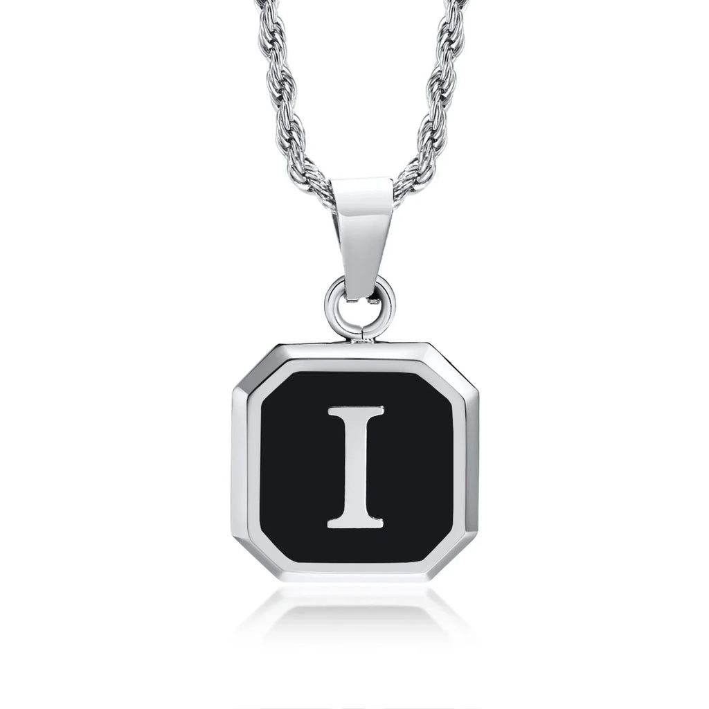Men's necklace with hexagonal initial pendant i