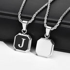 Men's necklace with hexagonal initial pendant