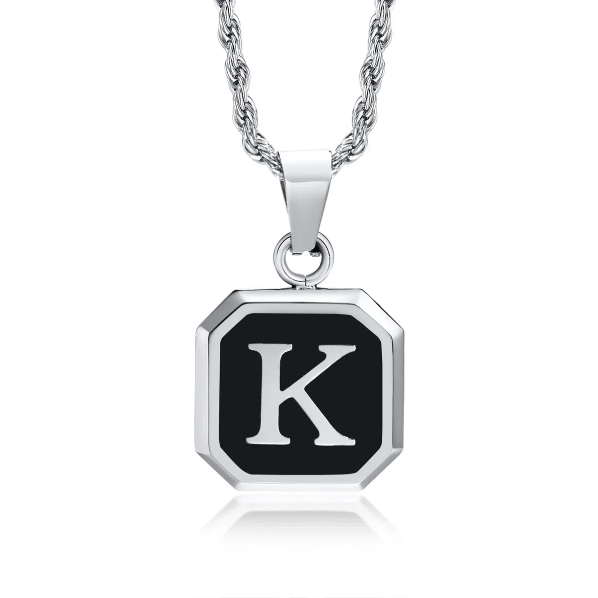Men's necklace with hexagonal initial pendant k
