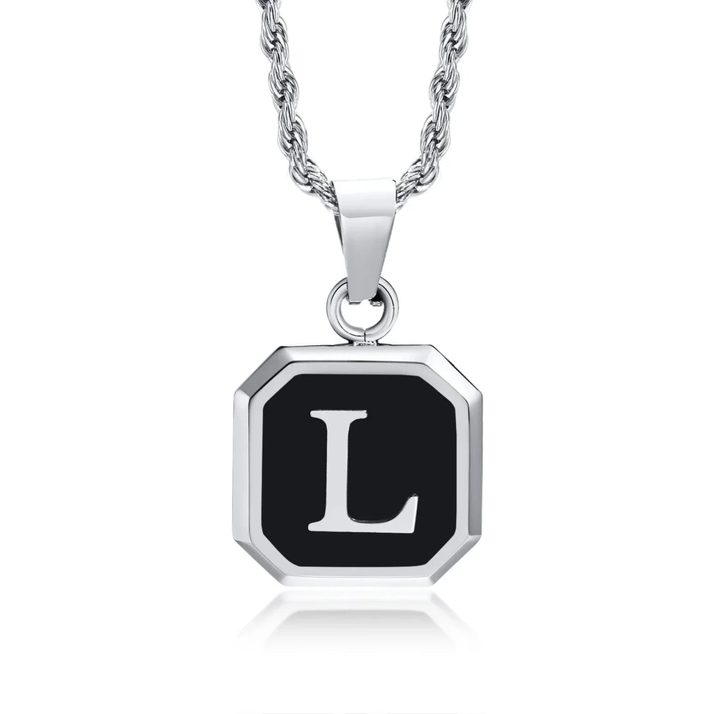 Men's necklace with hexagonal initial pendant l
