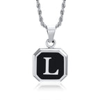Men's necklace with hexagonal initial pendant l