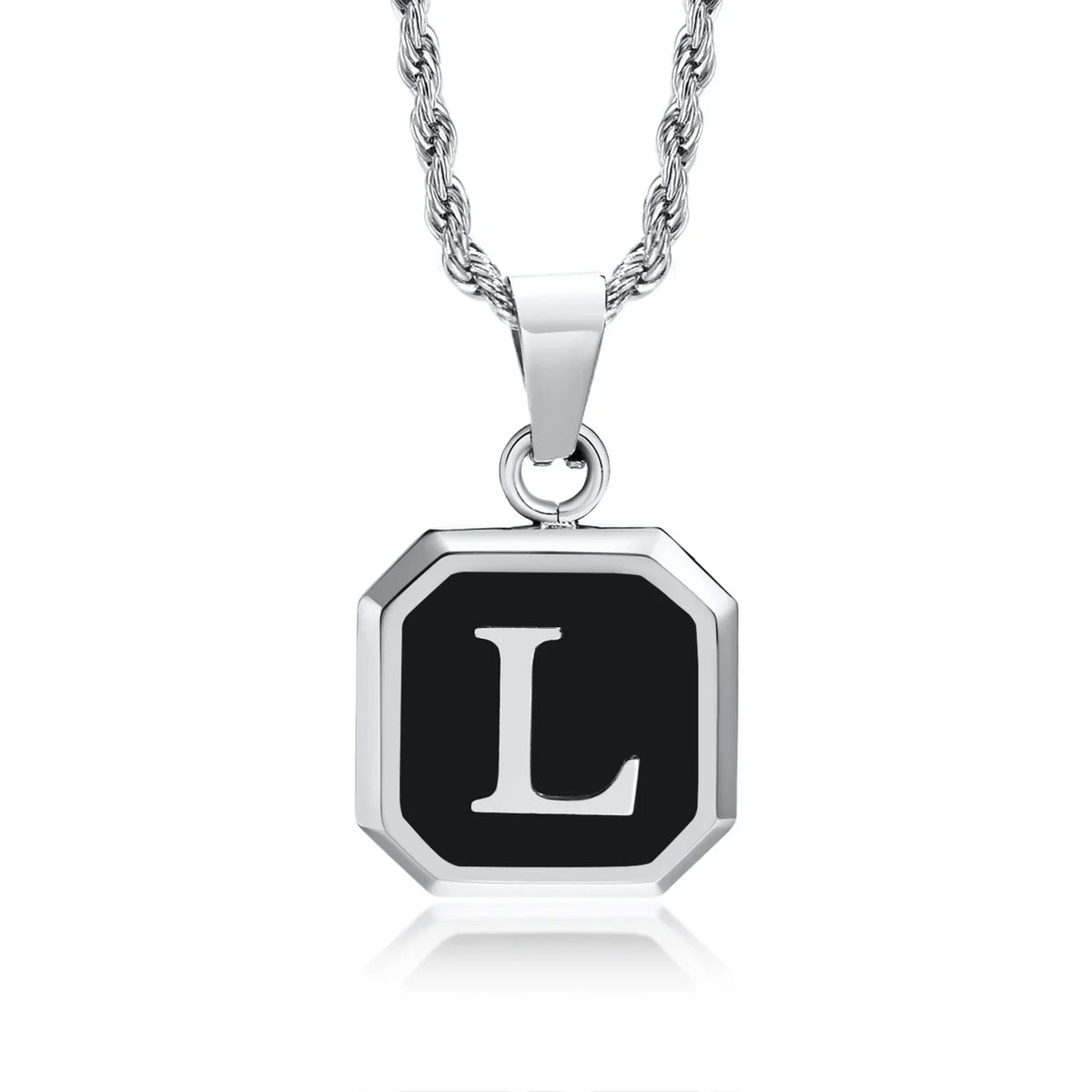 Men's necklace with hexagonal initial pendant l