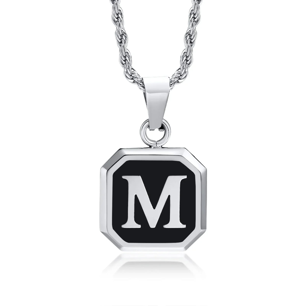 Men's necklace with hexagonal initial pendant m