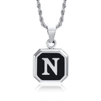 Men's necklace with hexagonal initial pendant n