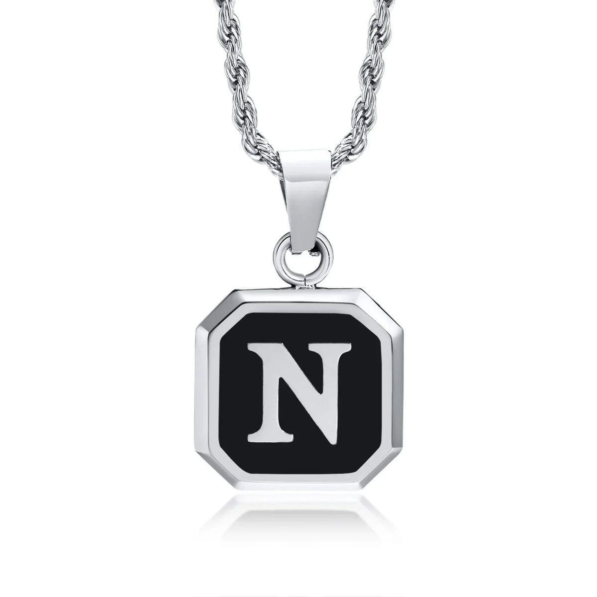 Men's necklace with hexagonal initial pendant n