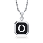 Men's necklace with hexagonal initial pendant o