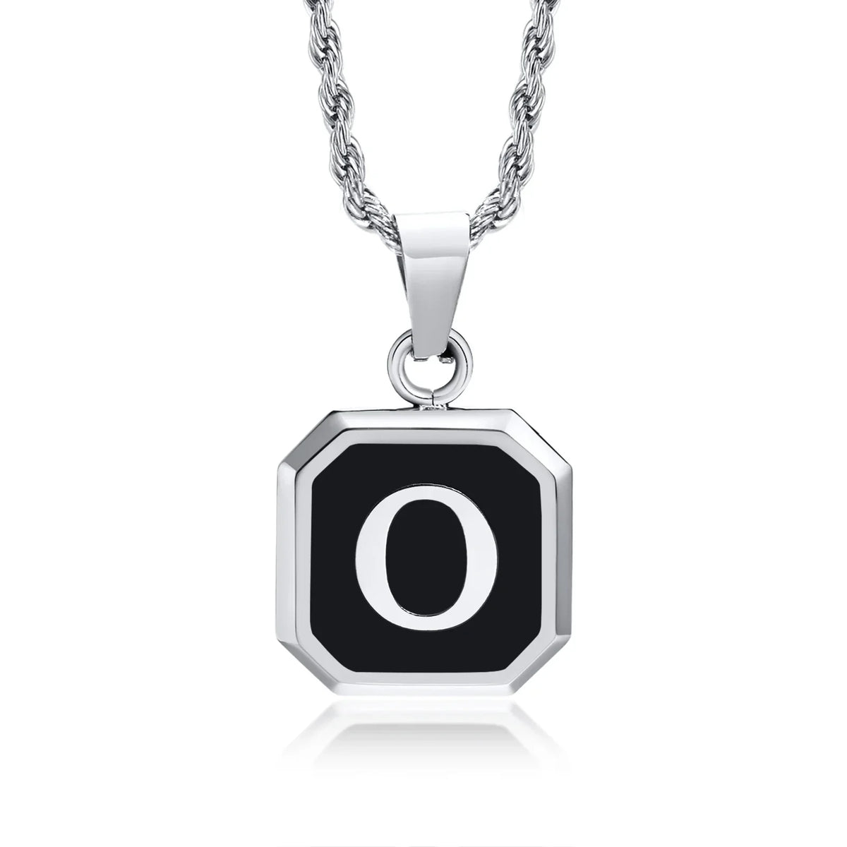 Men's necklace with hexagonal initial pendant o