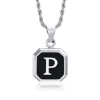Men's necklace with hexagonal initial pendant p