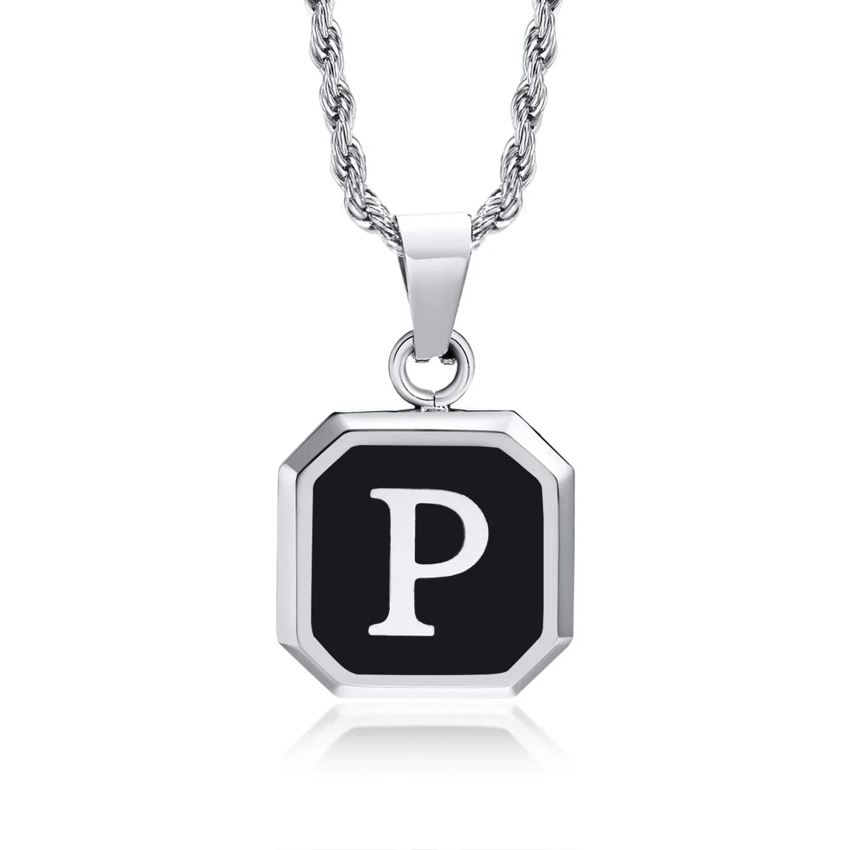 Men's necklace with hexagonal initial pendant p