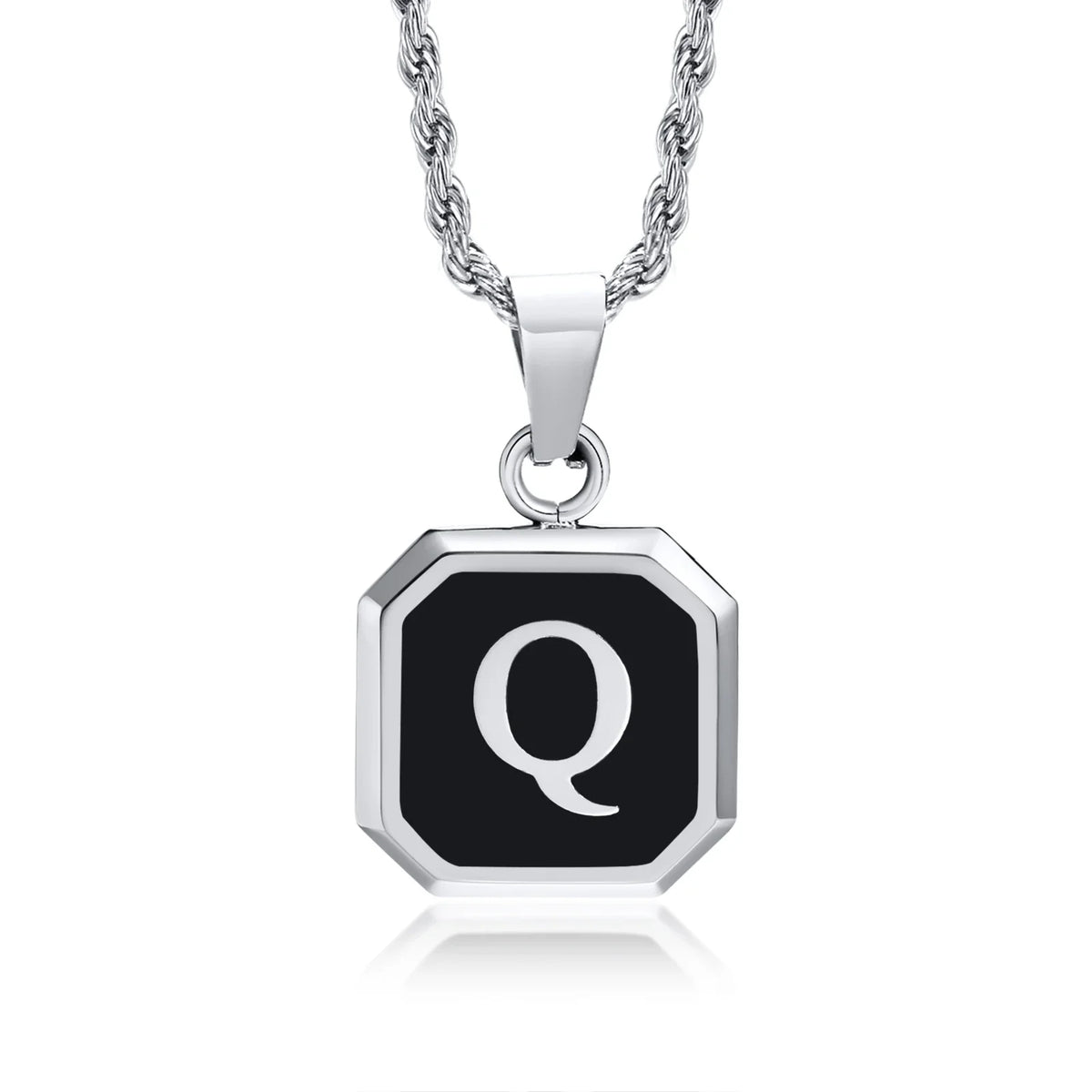 Men's necklace with hexagonal initial pendant q