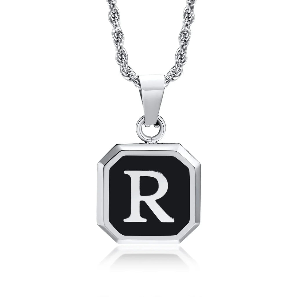 Men's necklace with hexagonal initial pendant r