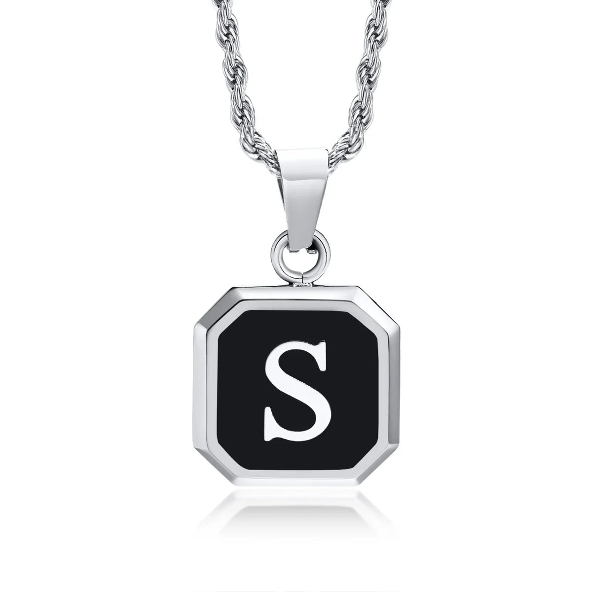 Men's necklace with hexagonal initial pendant s