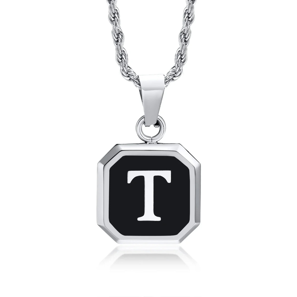 Men's necklace with hexagonal initial pendant t