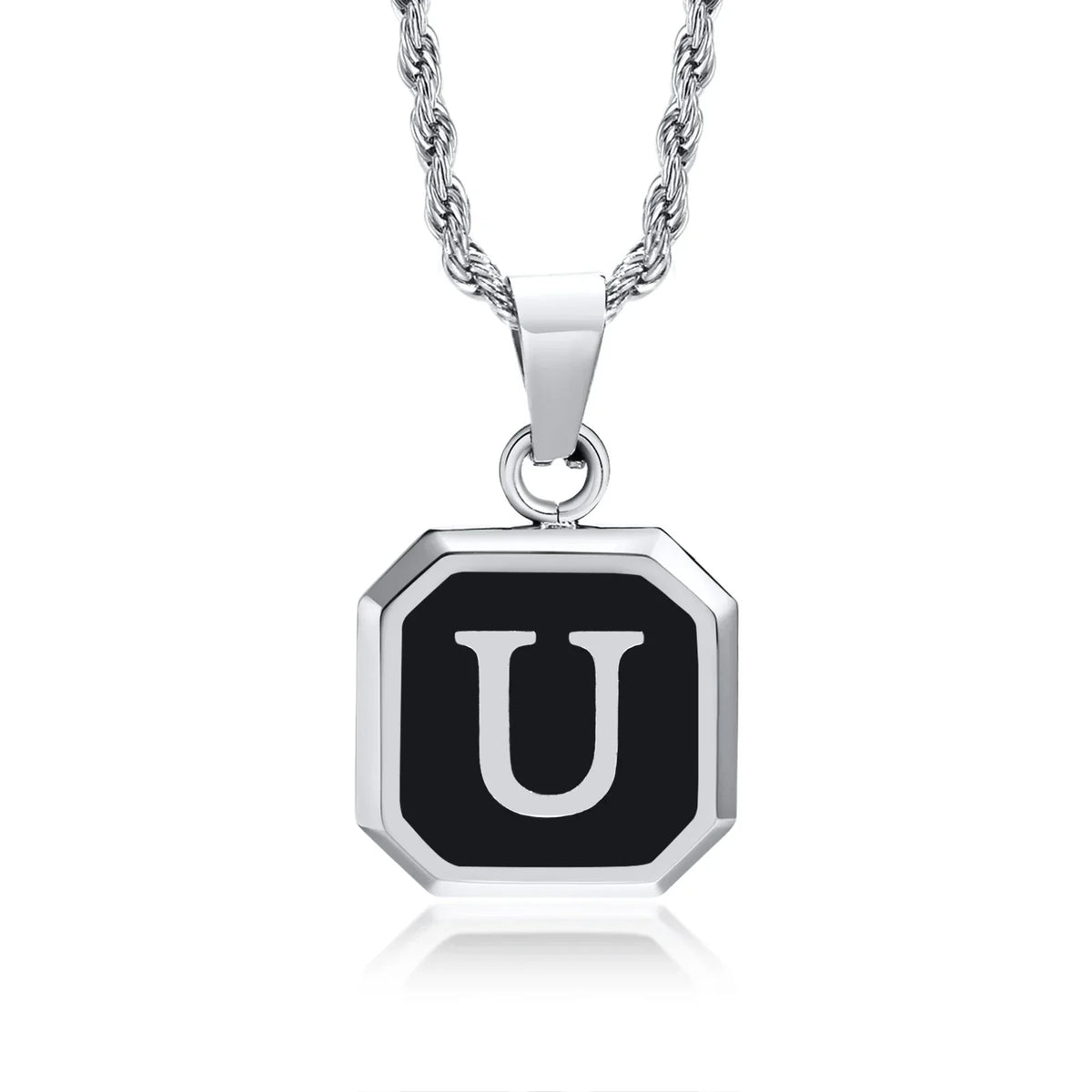 Men's necklace with hexagonal initial pendant u