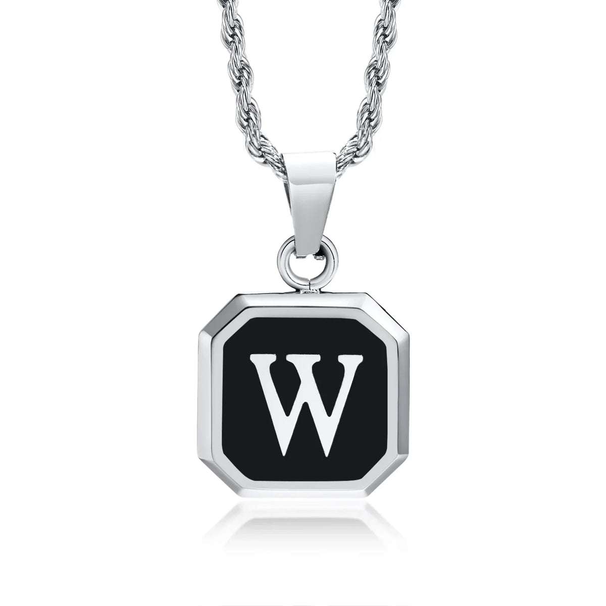 Men's necklace with hexagonal initial pendant w