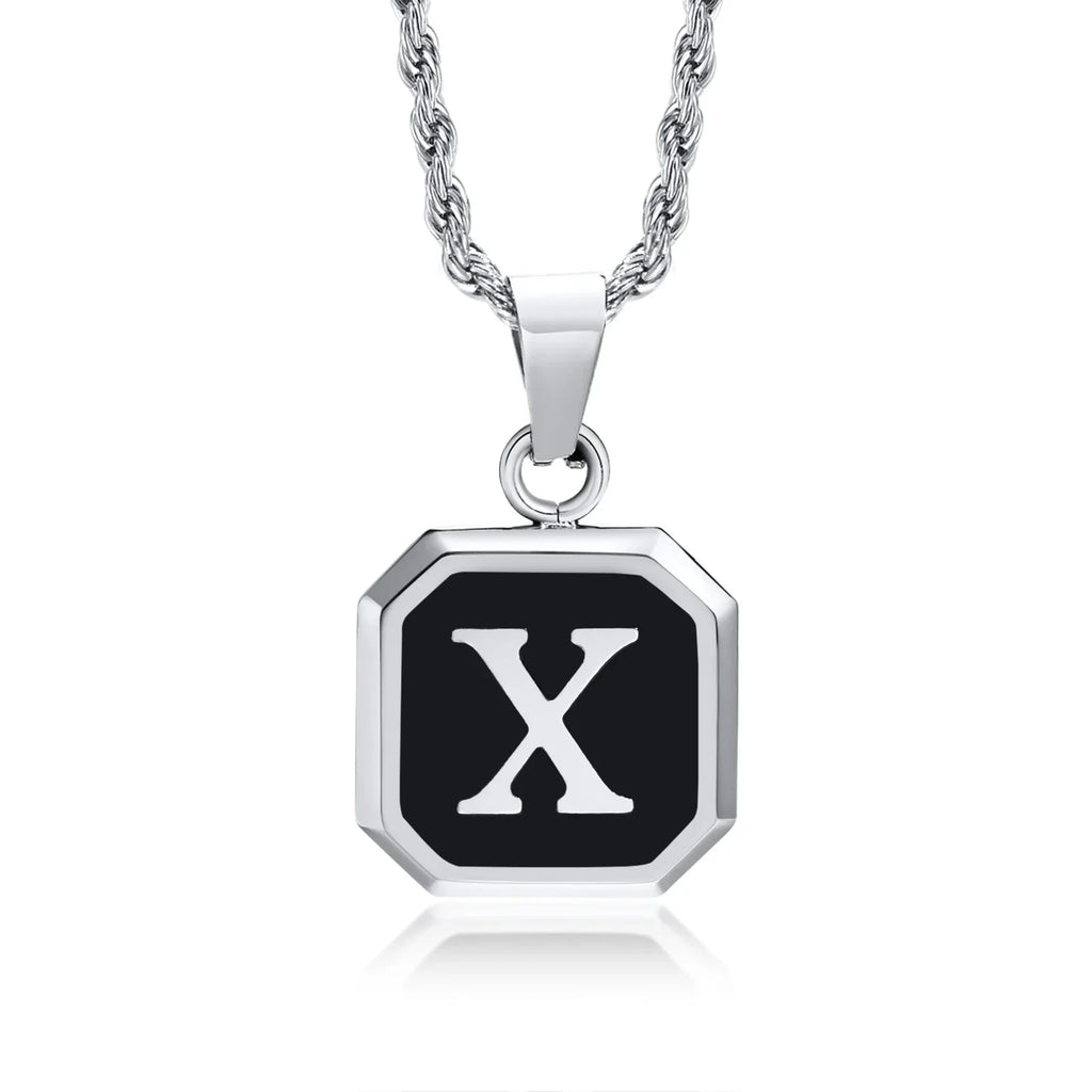 Men's necklace with hexagonal initial pendant x