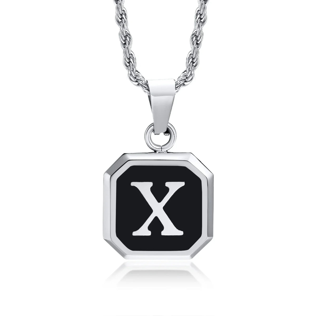 Men's necklace with hexagonal initial pendant x