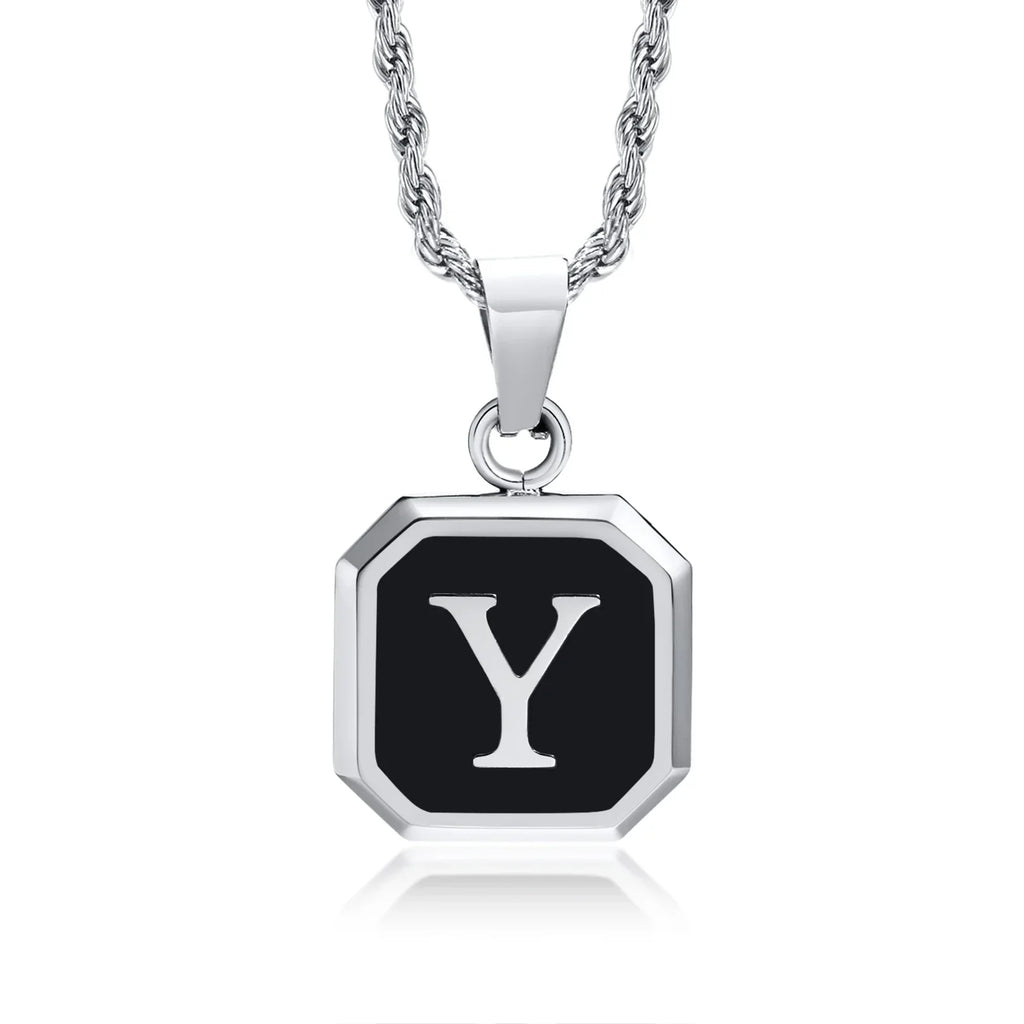Men's necklace with hexagonal initial pendant y
