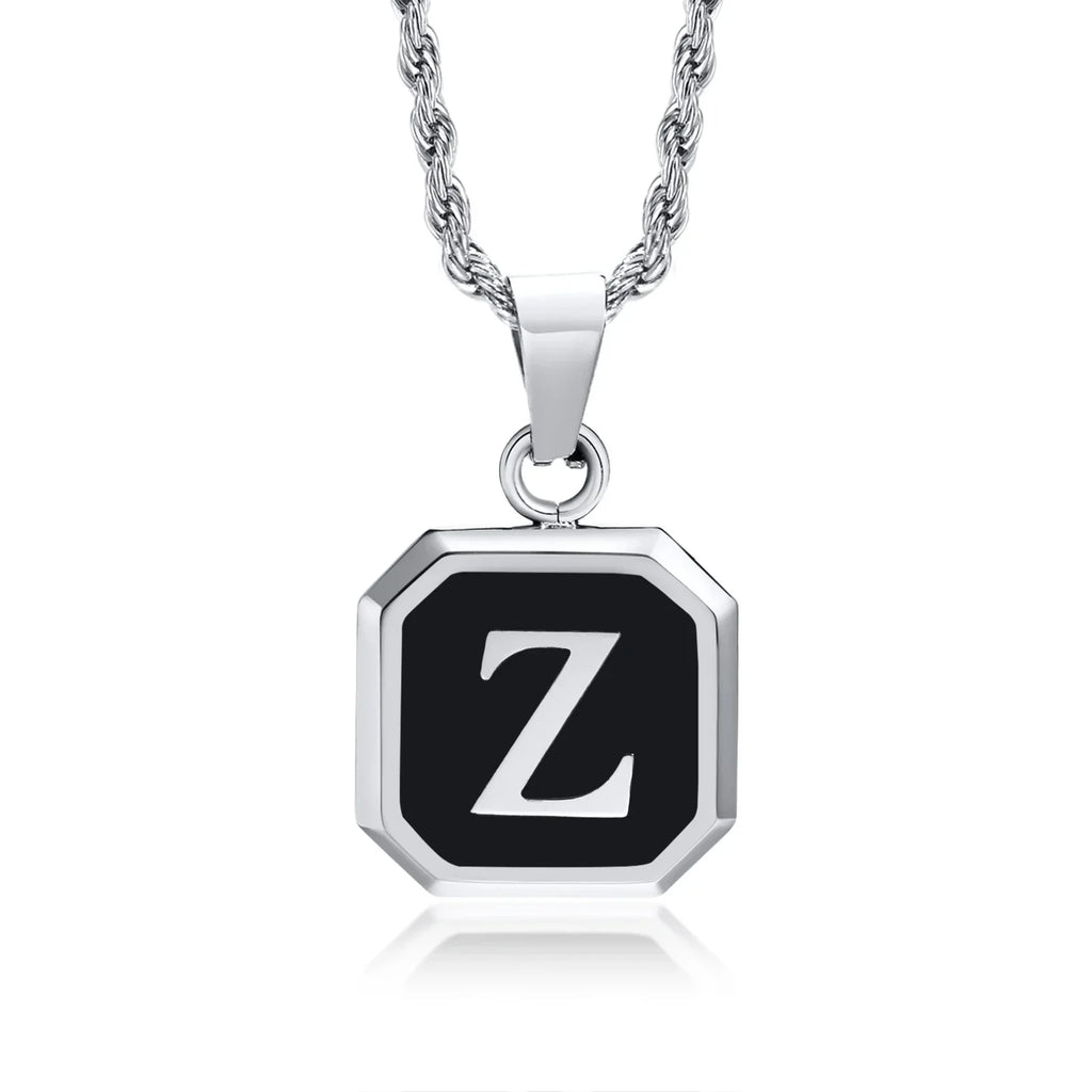Men's necklace with hexagonal initial pendant z