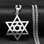 Necklace for men or women with a symbolic Jewish Star of David pendant in silver