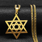 Necklace for men or women with a symbolic Jewish Star of David pendant in gold
