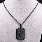Men's or women's necklace with hexagonal Arabic Muslim Islamic Allah pendant, black, 60 cm