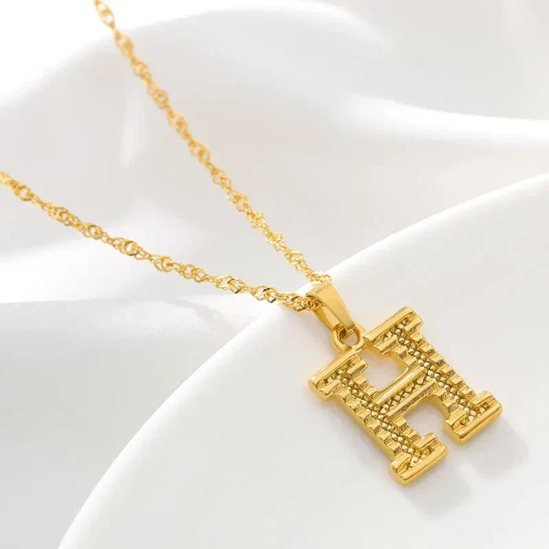 Men's or women's necklace with personalized initial pendant h