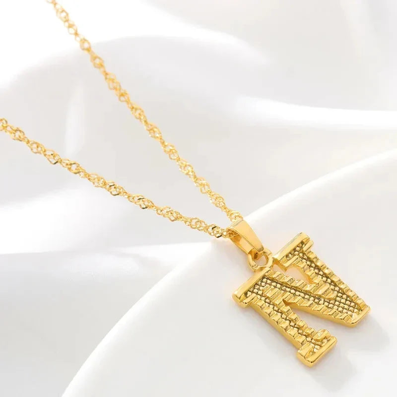 Men's or women's necklace with personalized initial pendant n