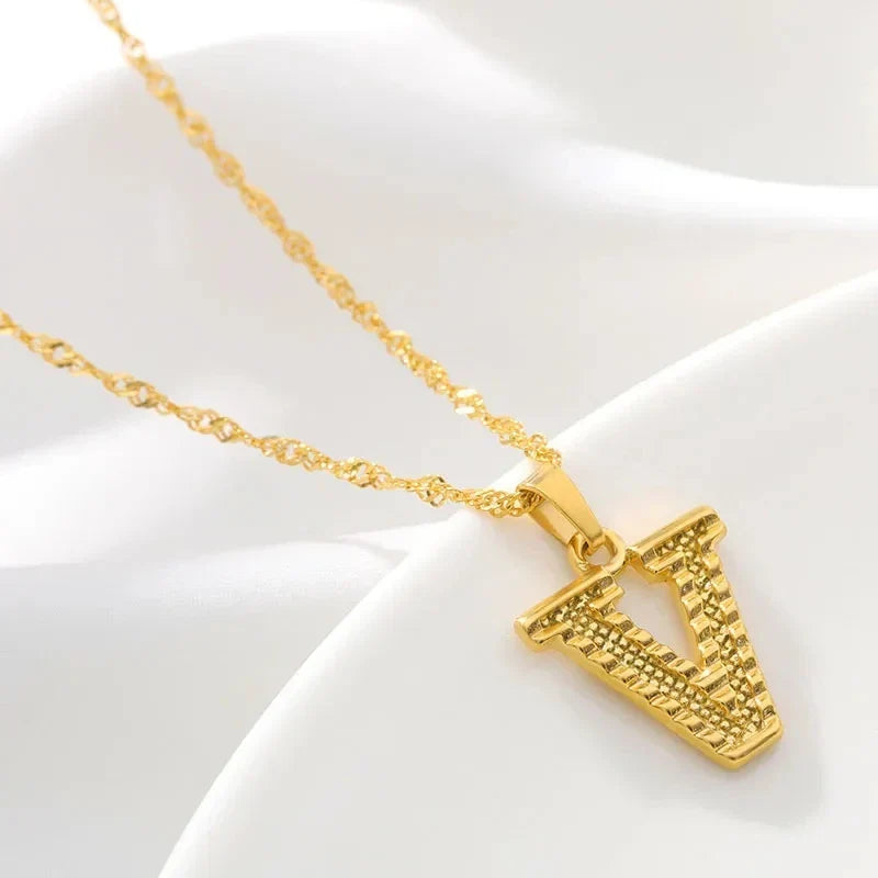 Men's or women's necklace with personalized initial pendant v