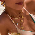 Choker Necklace with Coral and Shell Pendants for Women
