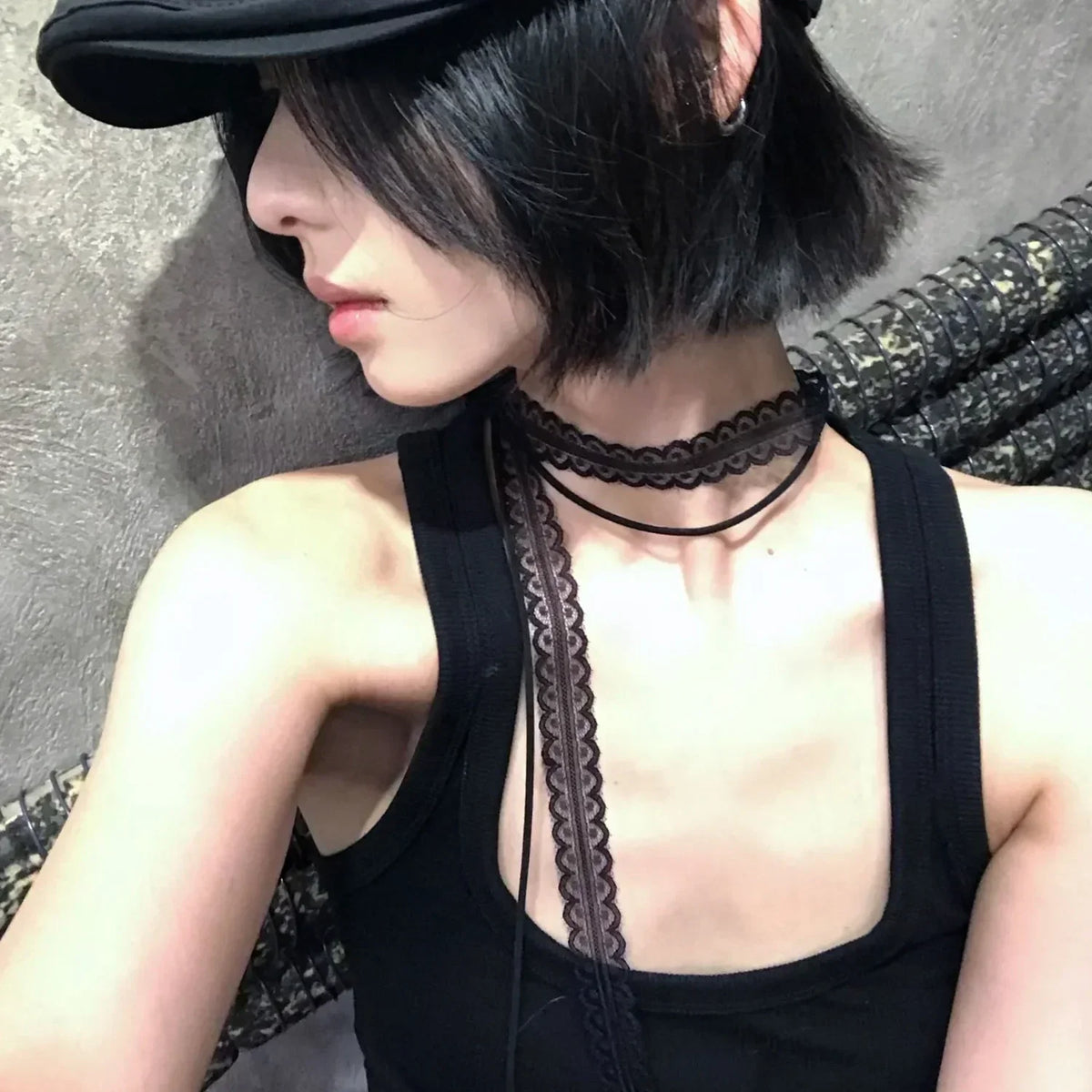 Choker Necklace with Black Bow Pendant