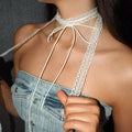 Choker Necklace with White Bow Pendant