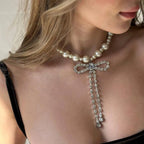 Choker necklace with a rhinestone bow tie pendant