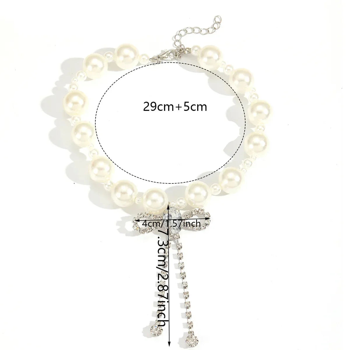 Choker necklace with a rhinestone bow tie pendant