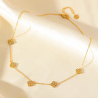 Choker Necklace with Four-Leaf Clover Pendants