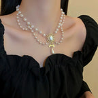 Choker Necklace with Baroque Style Pearl Pendants