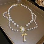 Choker Necklace with Baroque Style Pearl Pendants