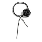Elegant Choker Necklace Pendant Large Black Rose Flower 1