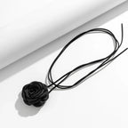 Elegant Choker Necklace Pendant Large Black Rose Flower 1
