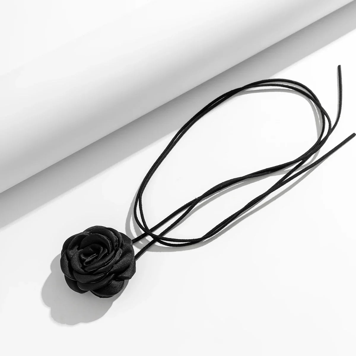Elegant Choker Necklace Pendant Large Black Rose Flower 1