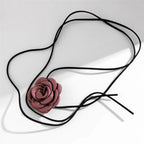 Elegant Choker Necklace Pendant Large Lilac Rose Flower