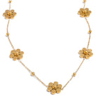 Choker Necklace Pendant with Gold Flowers