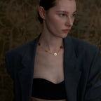 Choker Necklace Pendant with Gold Flowers
