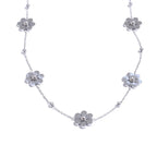Choker Necklace Pendant with Silver Flowers