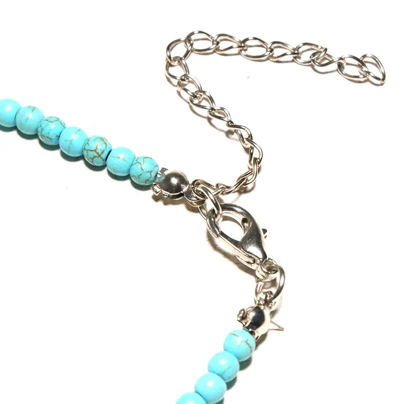 Choker Necklace Cross Pendant Natural Stone Woman