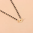 Black and gold Flower Pendant Choker Necklace