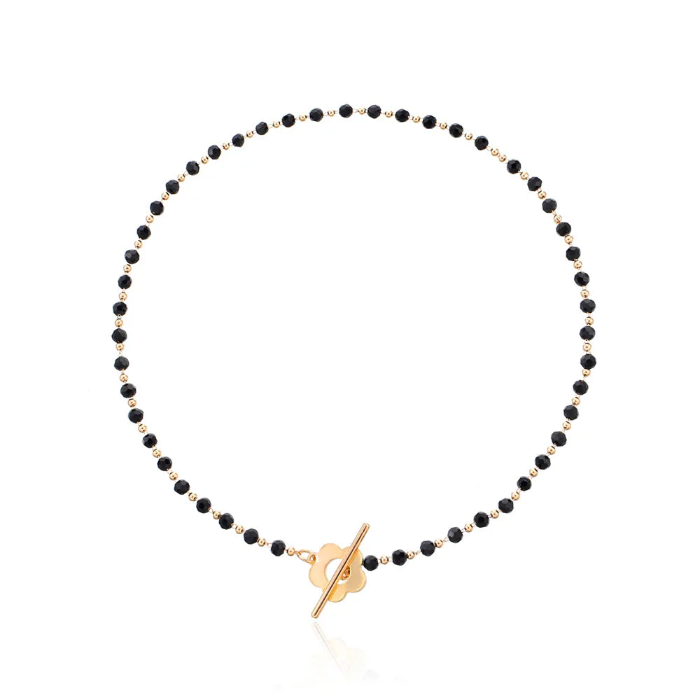 Black and gold Flower Pendant Choker Necklace